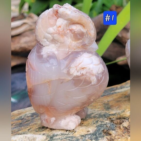 Flower Agate Owl - Picture 3 of 7